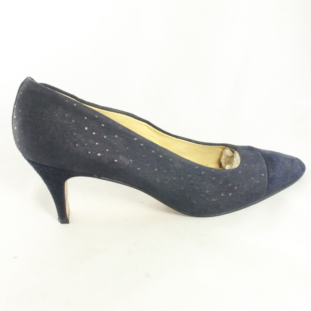 Vintage Norma B Dotted Suede Checker Toe Heels